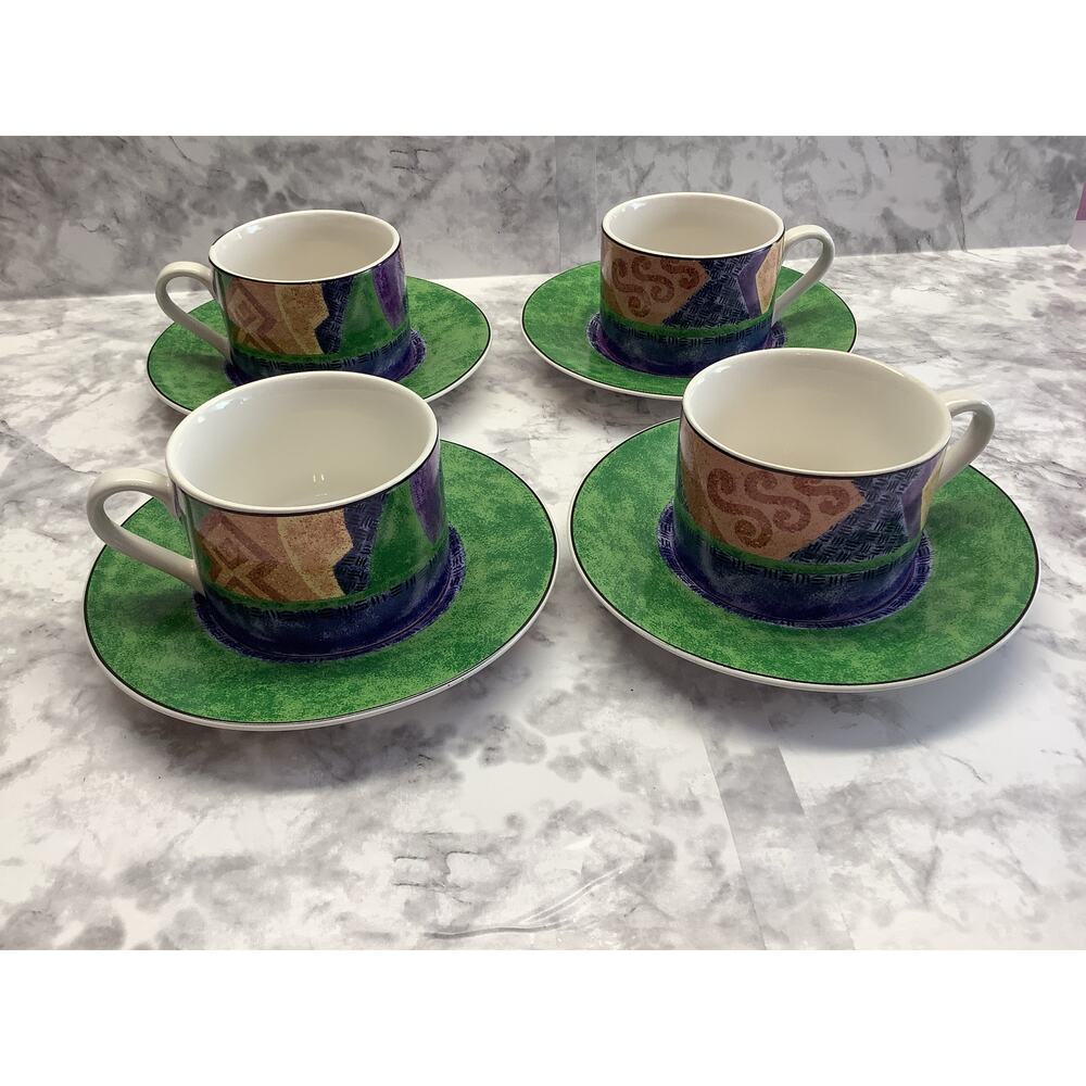 Sango Karma Collection - 4 cups/saucers - Designed by Sue Kipkin - Vintage #4895